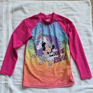 Disney Kids Rash Guard - Pink and Rainbow